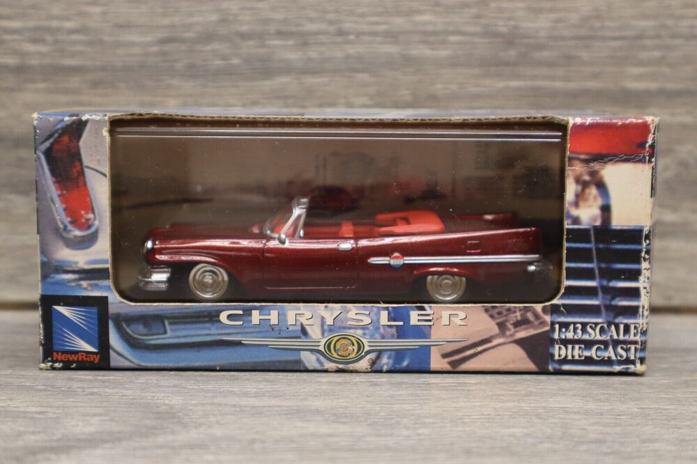 Chrysler 300E 1959 Red Convertible Car 1:43 Scale Diecast Case Collectible